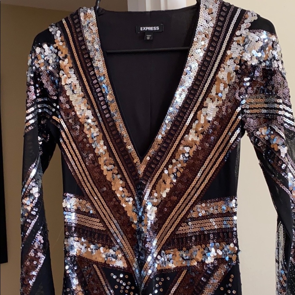 Patterned Sequin Mini Dress